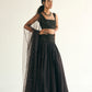 Umbra black embroidered skirt set