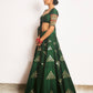 Forest green mirror embroidered lehenga