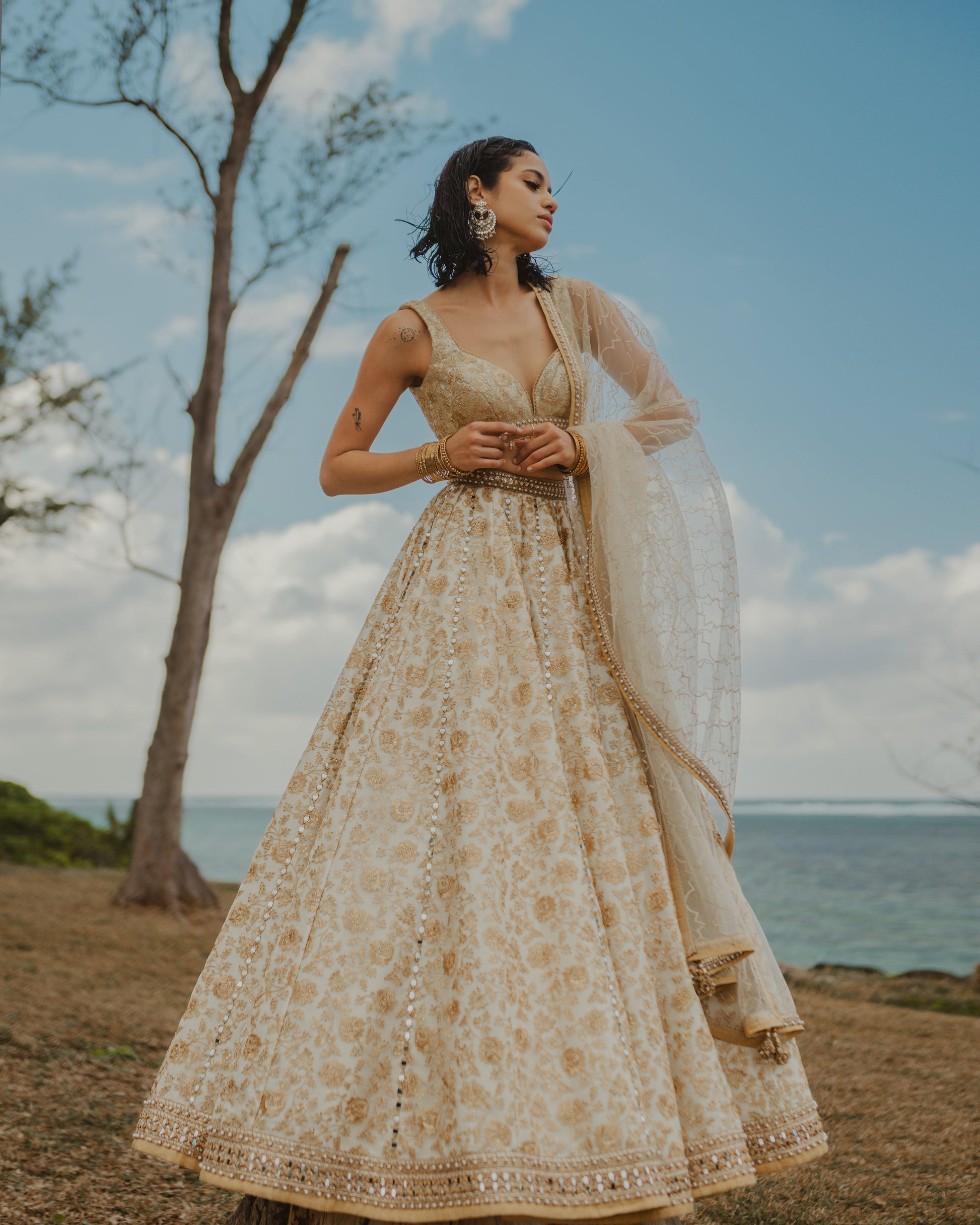 Ivory gold lehenga | Cedar & Pine Ivory gold lehenga | Cedar & Pine