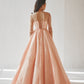 Blush embroidered organza gown