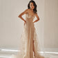 Nude embroidered tulle gown