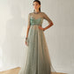 Embroidered tulle anarkali gown