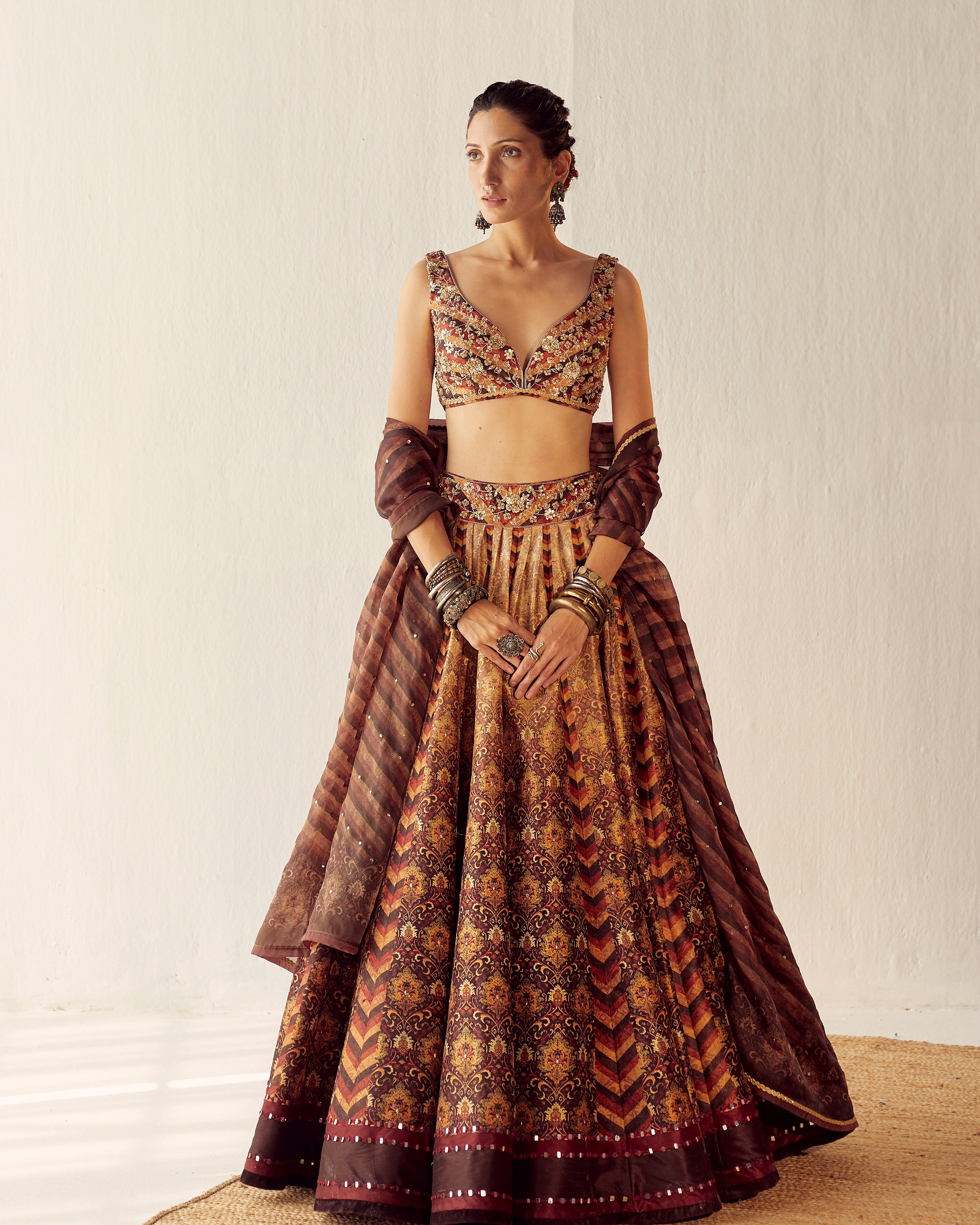 Kaashmir carpet print lehenga