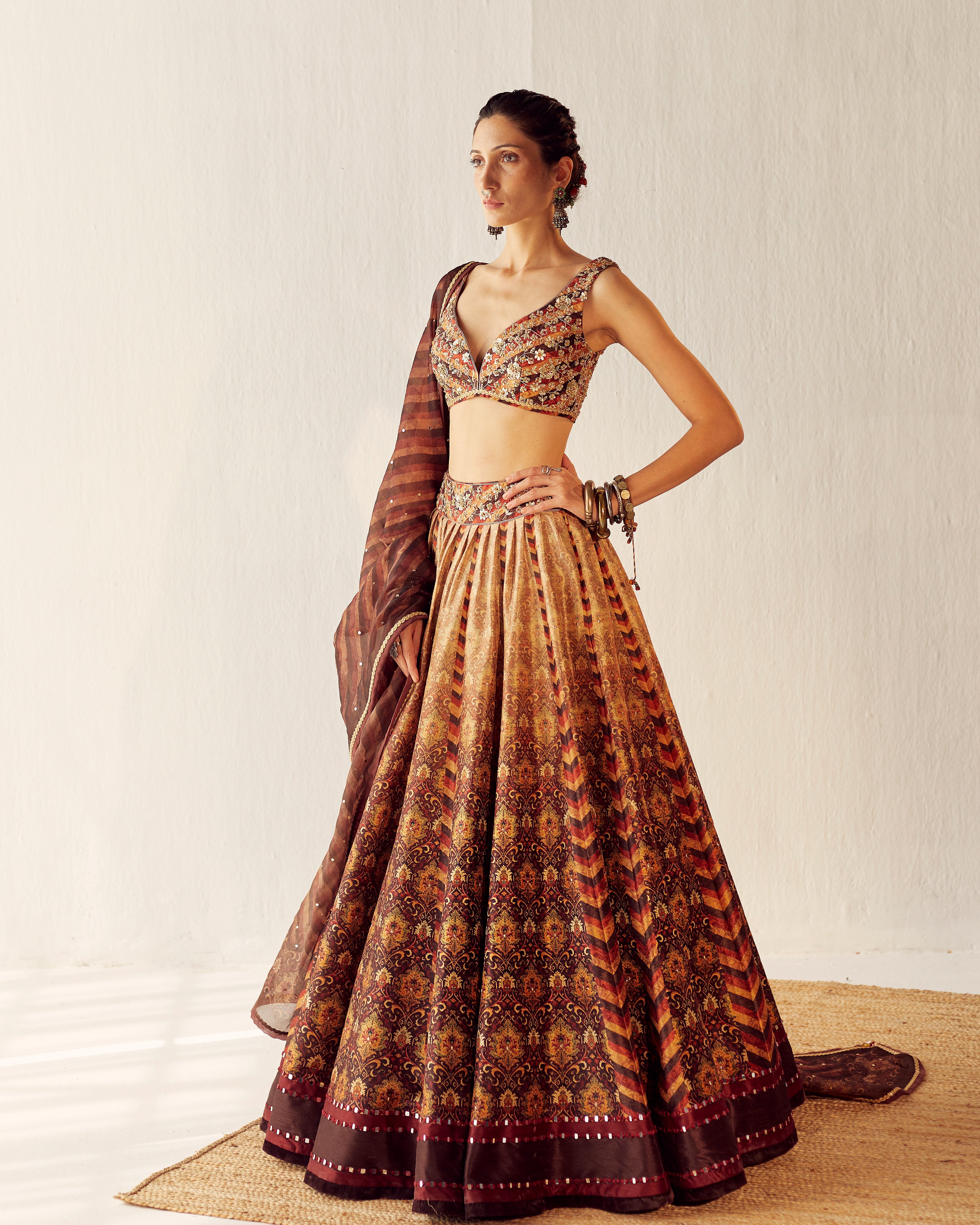 Kaashmir carpet print lehenga