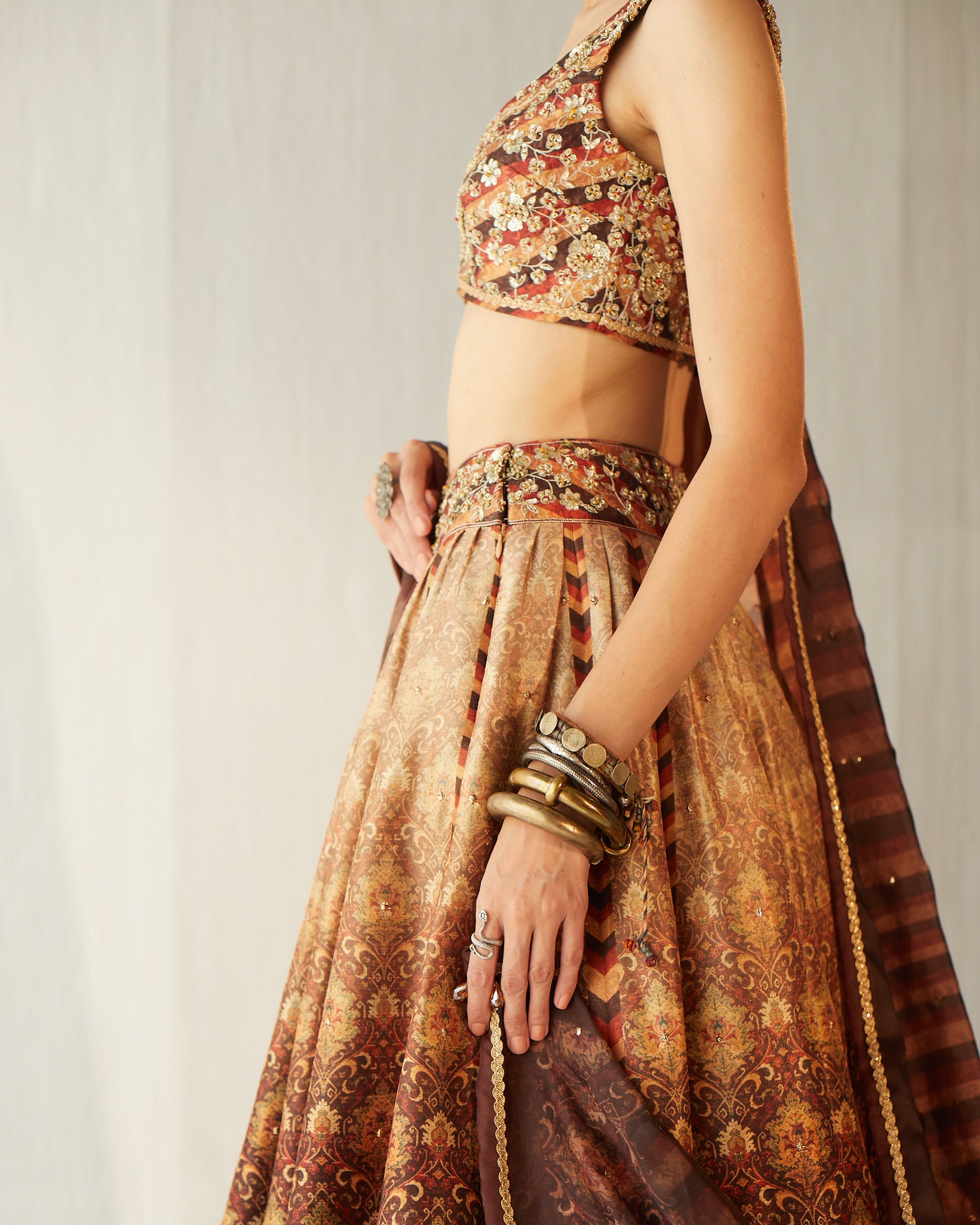 Kaashmir carpet print lehenga