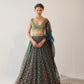 Jewel print organza lehenga