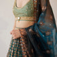 Jewel print organza lehenga