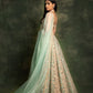 Jade and gold embroidered tulle lehenga