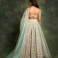 Jade and gold embroidered tulle lehenga