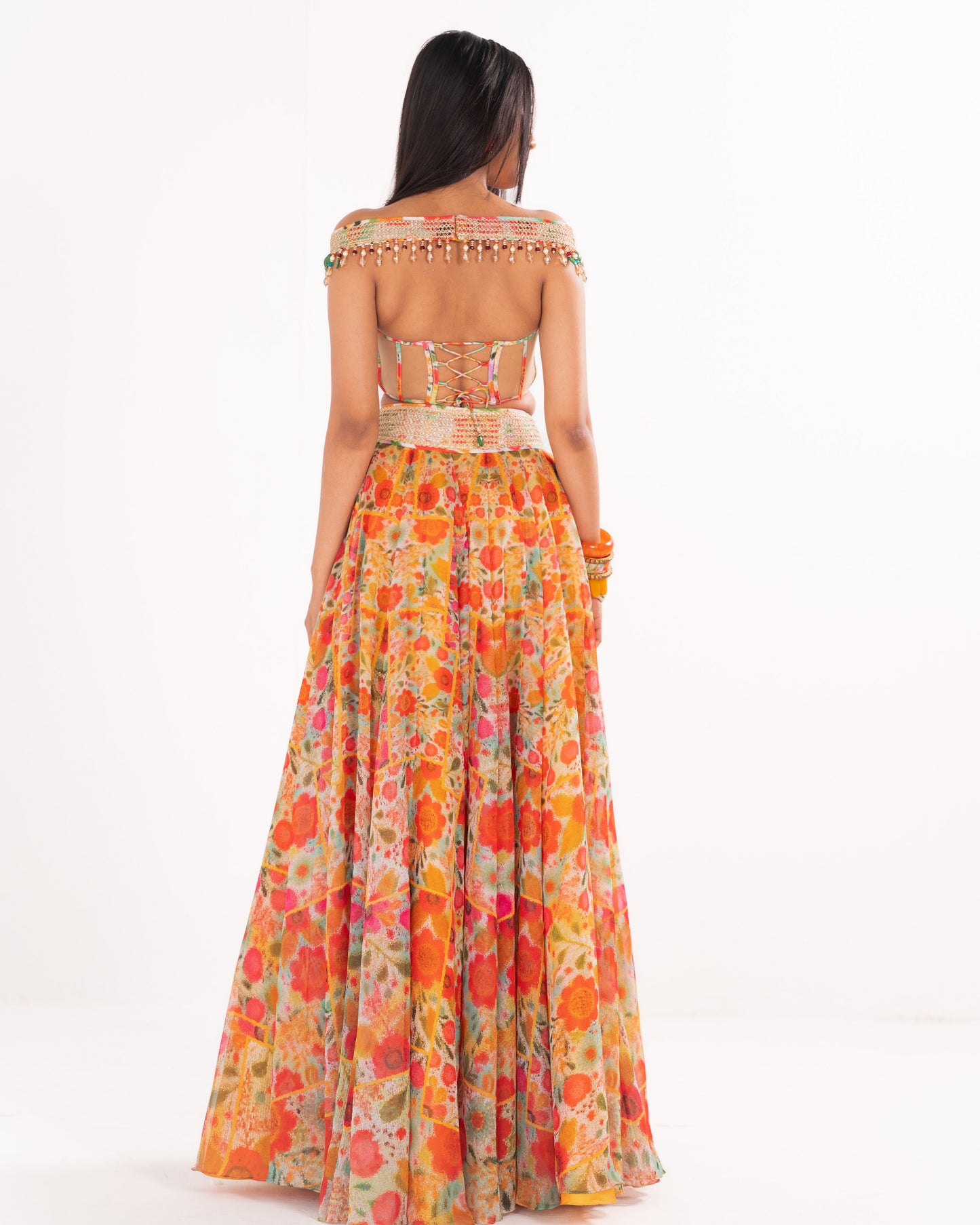 Floral impressions print skirt set