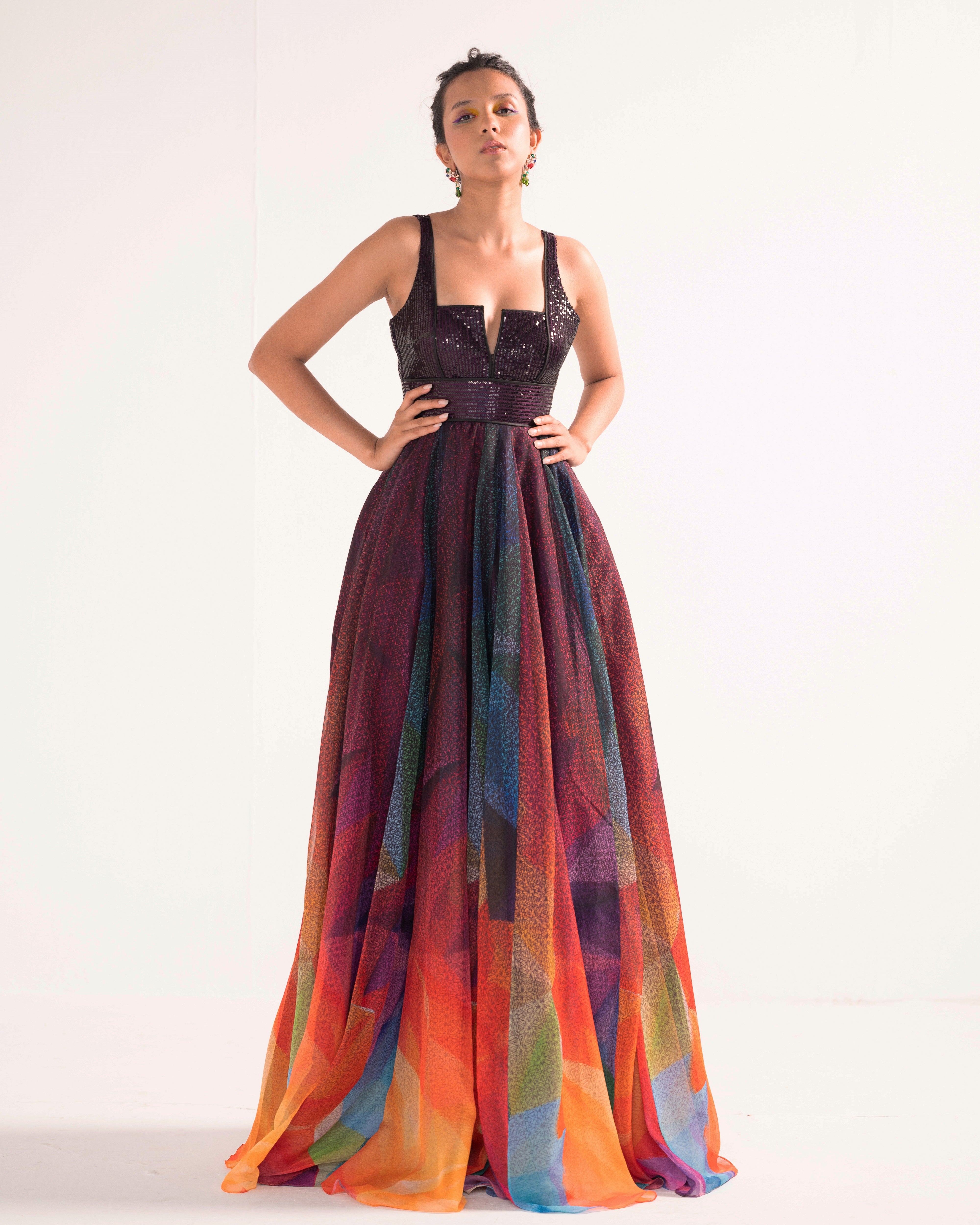 Bohemian Rhapsody gown with sequin bodice