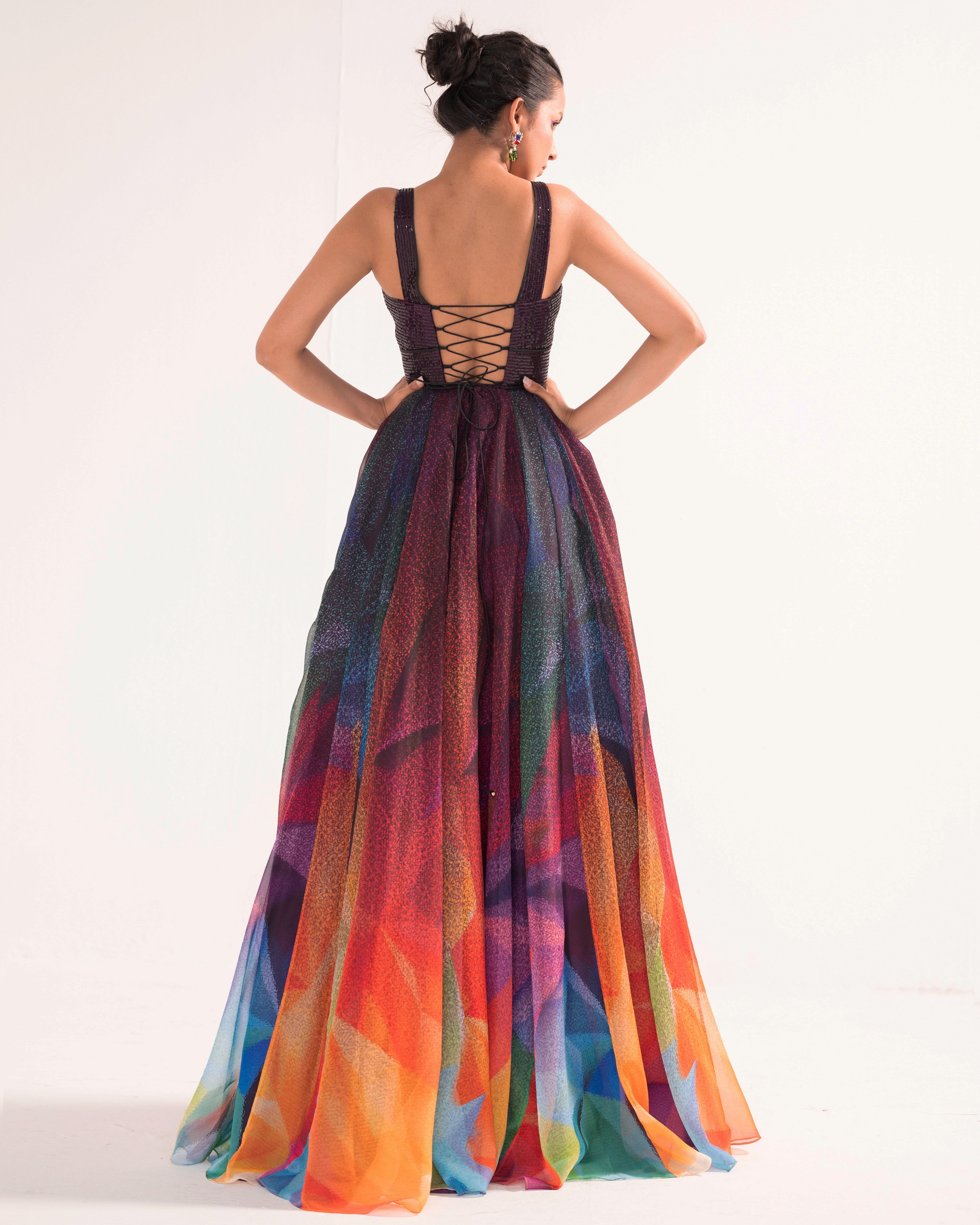 Bohemian Rhapsody gown with sequin bodice