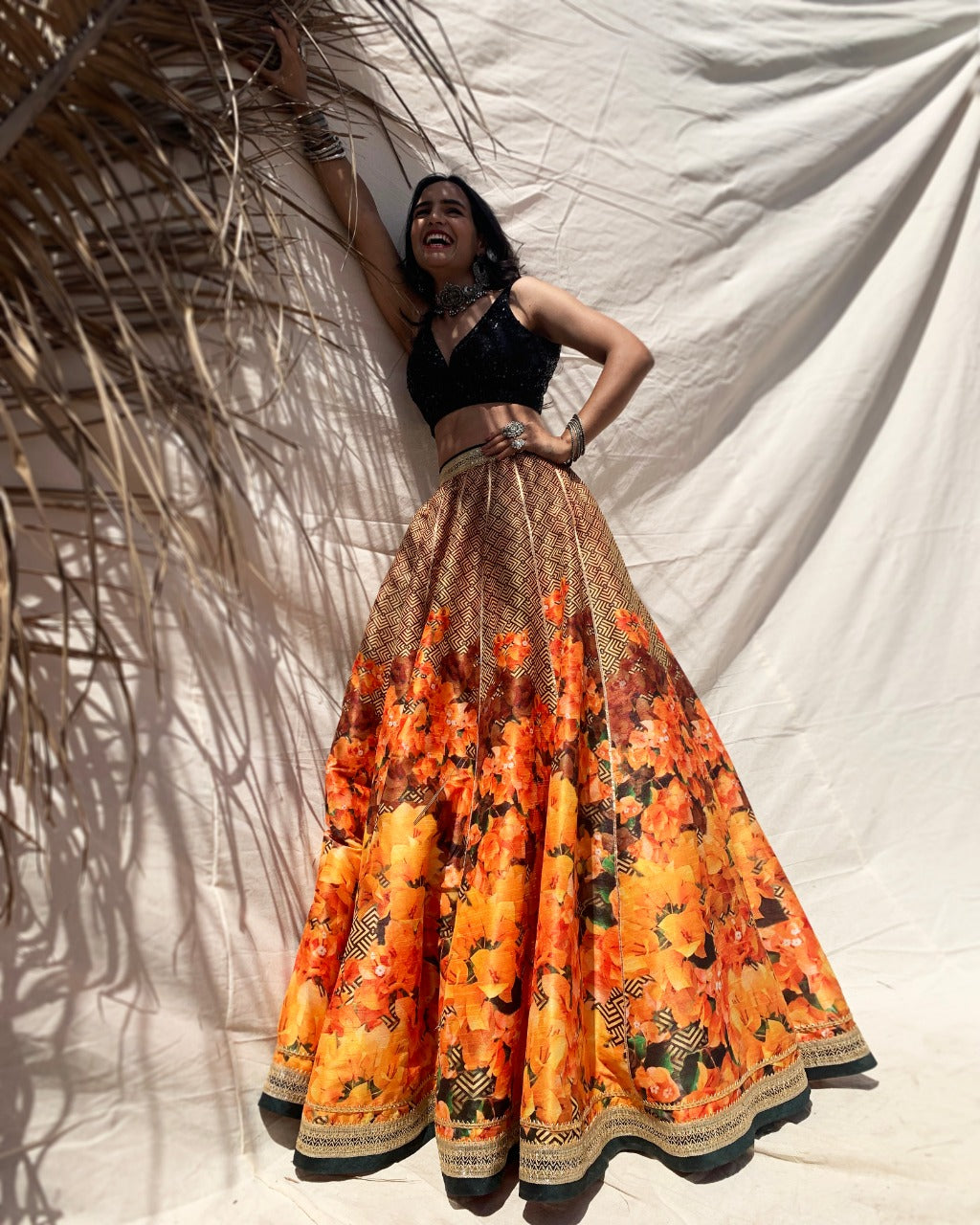 Floral print lehenga